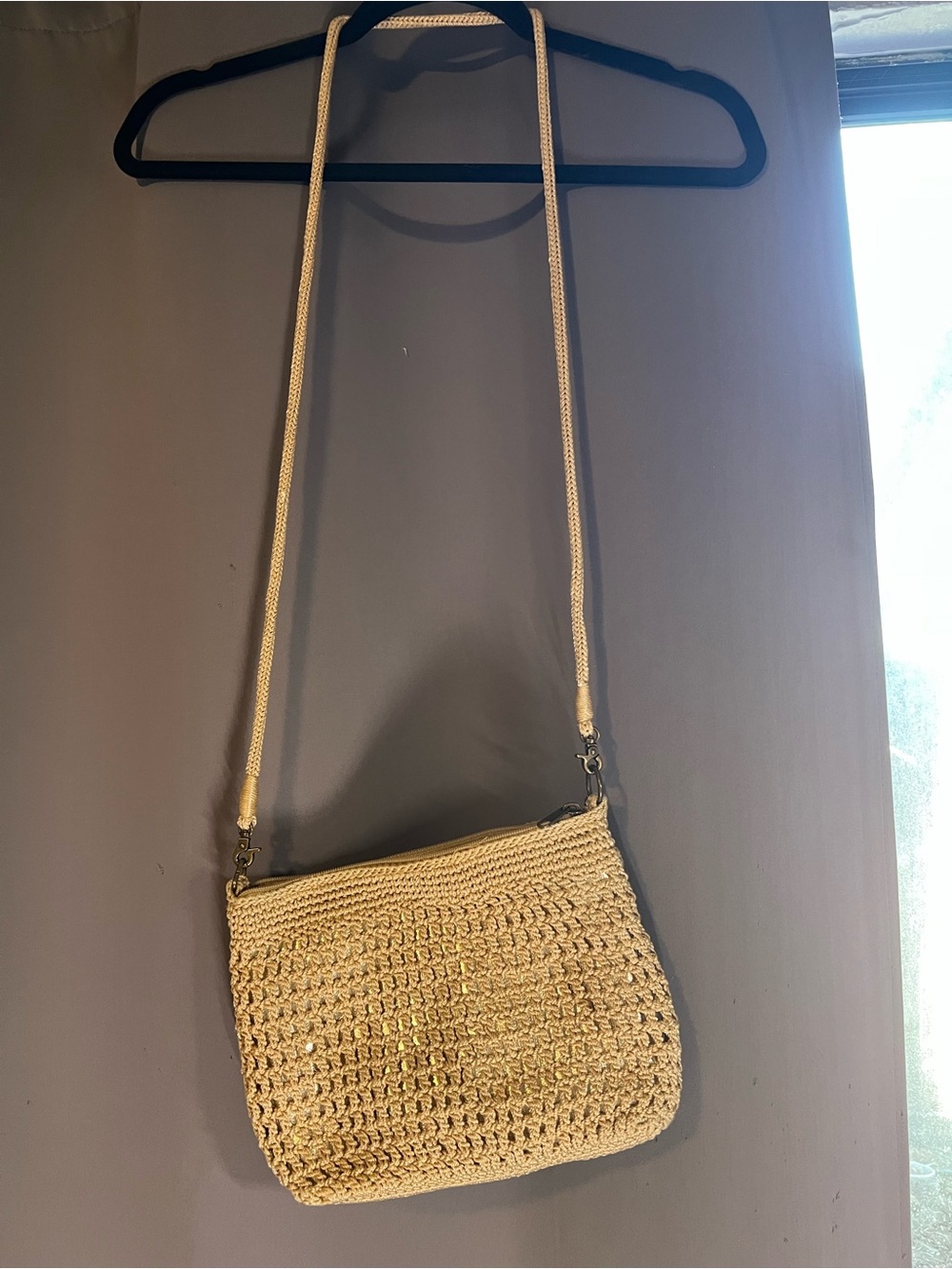 The Sak Woven Crossbody Bag in Natural Beige